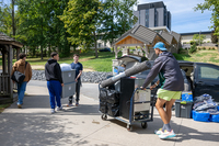 Students move a year's worth of supplies into one of SUNY Canton's residence halls. 