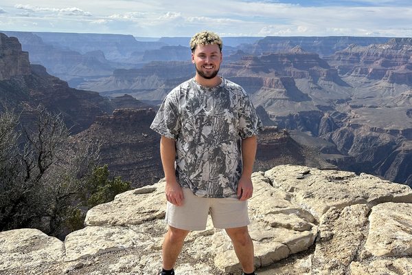 Lindsey Wilson University student Landon Wagner pictured at the Grand Canyon. Wagner and his parents, Barry and Debi, drove more than 2,100 to reach Columbia. A good part of the trip was made on the historic Route 66.