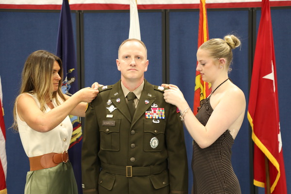 New York Army National Guard, Lt. Col. Josh Heimroth, director of Military Personal, Joint Force Headquarters was promoted to Colonel during a ceremony held at the New York National Guard Headquarters, Division of Military and Naval Affairs, in Latham, N.Y., on August 21, 2026. The ceremony was presided by the New York National Guard, Adjutant General Maj. Gen. Ray Shields, Heimroth is an Afghanistan veteran and has been in the Army for almost 30 years. (U.S. Army National Guard photo by Lt. Col. Jean Marie Kratzer)