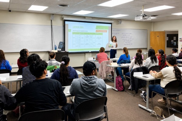 Lee University student McKenzie McLeod teaches an English as a Second Language (ESL) class through the university’s Center for English Language and Literacy (CELL).