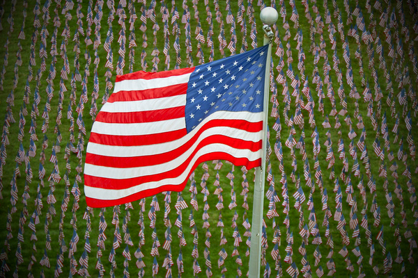 A photo from the top of Old Main at Eastern Illinois University during EIU’s 9/11 memorial in 2011, 10 years after the events of September 11, 2001.
