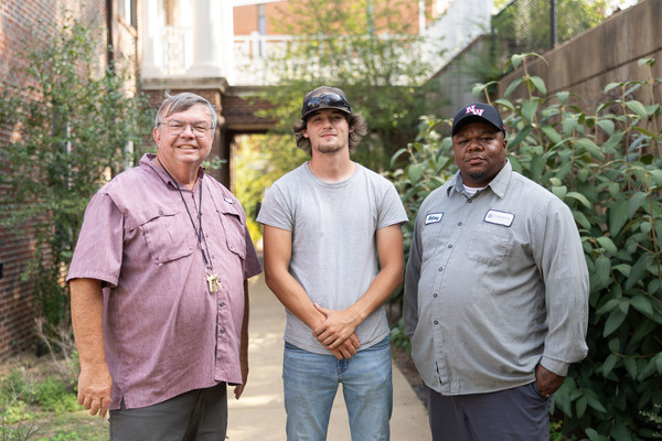 Northwest’s Horticulturist Len Lawhon (left), and grounds workers Dillon Oldham (middle) and Anthony Harvey (right). Photo by Sarah Smith-Hutchinson