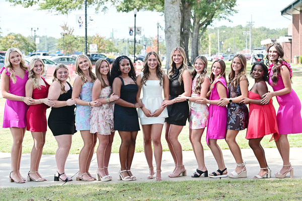 Northeast 2026 Homecoming Queen Lily Carolyn Benjamin of Booneville (center) and her 2026 Homecoming Court