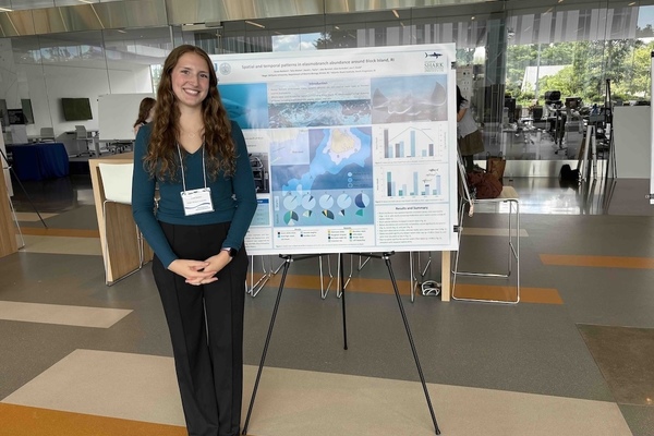 Grace Baldwin presenting her research with the Atlantic Shark Institute.