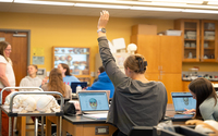 Central student raises hand in class
