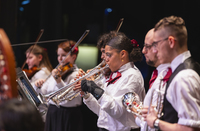 The Crane Mariachi Ensemble performs in traditional attire.