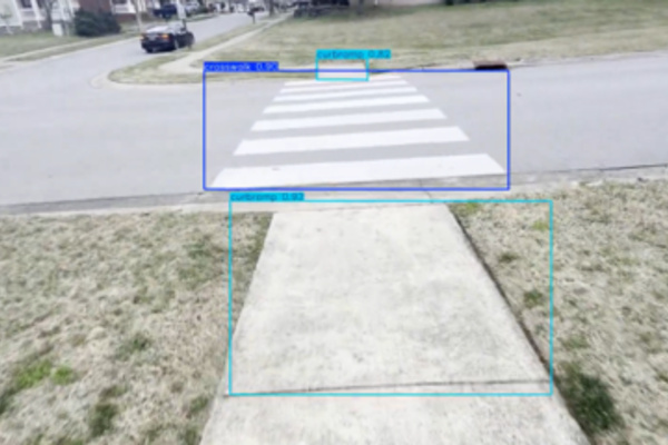 An AI-powered view of urban accessibility: A computer vision model developed by UE Machine Learning students (CS 480) maps pedestrian infrastructure with upwards of 90% confidence. By automatically identifying curb ramps, crosswalks, obstacles, and surface problems, the student-built model helps flag safe, ADA-compliant pathways across the city.
