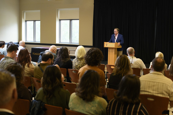 President Delaney speaking to the crowd at the 2026 Spring President's List awards ceremony.