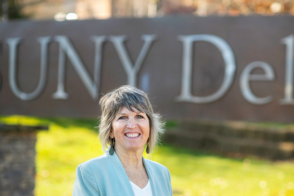 SUNY Delhi President Mary Bonderoff Receives Community Connector Award from the Delaware County Business Alliance.