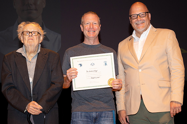 2025 Faculty and Staff Convocation and Celebration (L to R): Dr. Carlson R. Chambliss, professor emeriti, physical sciences; Dr. Andrew Vogel, English; Dr. Philip Cavalier, university president.
