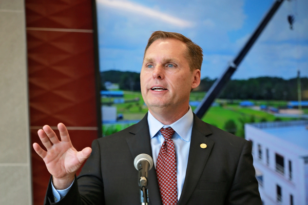 U.S. Congressman Michael Guest, spoke at the grand opening of the Hinds CC Health Sciences Complex on Oct. 7, 2026. He attended college on the Rankin Campus in the mid-1980s and said the facility will mean better health care for all Mississippians through Hinds CC graduates. 