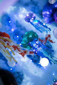 Lighted art installations shaped like jellyfish are seen at a past festival.