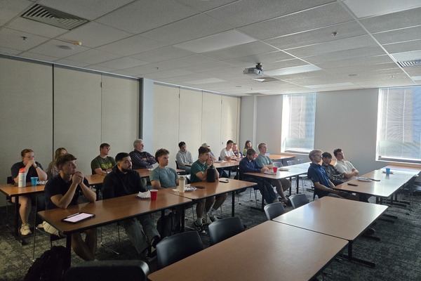 Trine University students listen to Lyndsay Quist, commissioner for the Indiana Department of Transportation, at the launch event for the Transportation & Development Institute (T&DI) on Sept. 15.