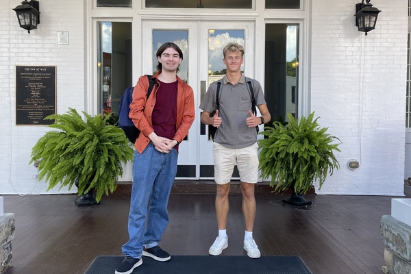 Ralph Elver, left, and Aidan Vrazel, students at Young Harris College, presented their research at a medieval conference at the University of Virginia-Wise.