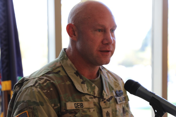 U.S. Army Sgt. Maj. Kenneth Geib, a finance noncommissioned officer with the 27th Finance Battalion, New York Army National Guard, is promoted during a ceremony at the New York National Guard Headquarters in Latham, N.Y. on October 21, 2026. Geib will become the command Sergeant Major of the finance battalion on October 24, 2026, in Whitestone, N.Y.