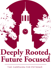 The logo for the Deeply Rooted, Future Focused campaign features a silhouette of Satterlee Hall