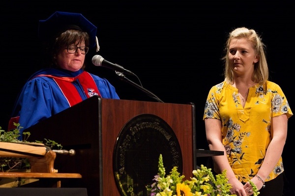 Representation of the achievement named 'Courtney Morin Receives the Leadership in Nursing Award'.