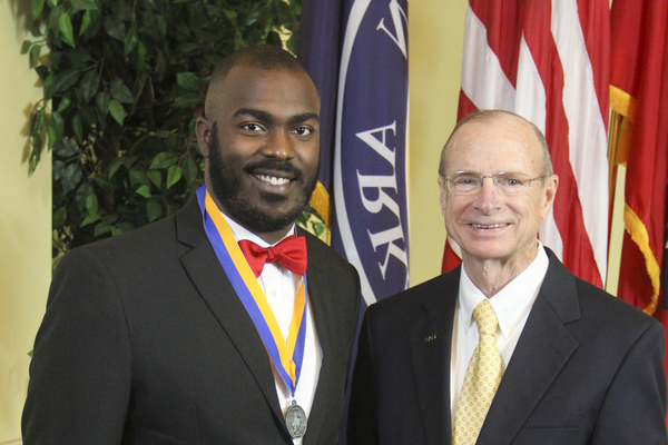 Representation of the achievement named 'Gerren Gentry recognized at SAU with a top leadership award'.