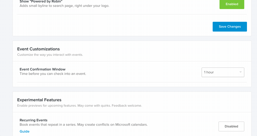 Changing confirmation window