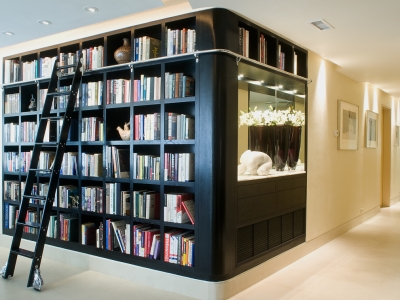 Foyer console and library