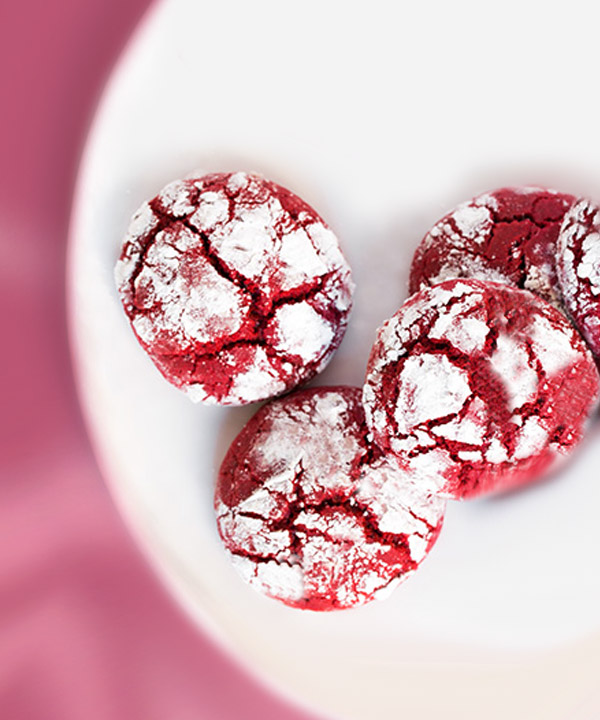 Table sucrée de Noël : Biscuits craquelés "Red Velvet" de Véro