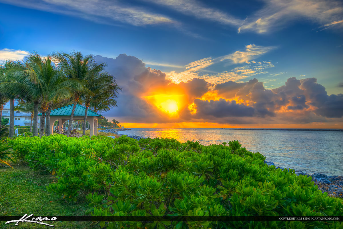 Palm Beach Inlet Stormy Sunrise Along the Walkway Royal Stock Photo Palm Beach Inlet Stormy Sunrise Along the Walkway Royal Stock Photo