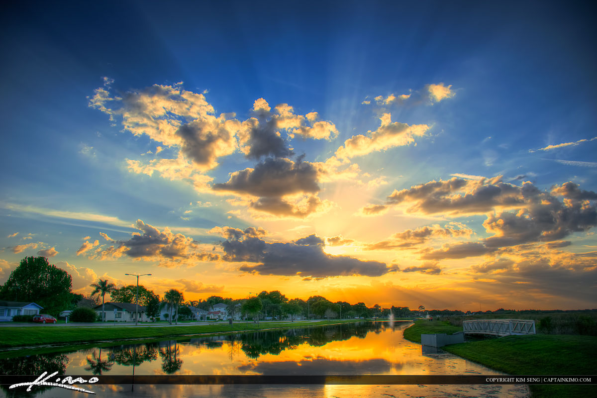 St Cloud Florida Sunset Lakefront Park along Lakeshore Blvd Royal