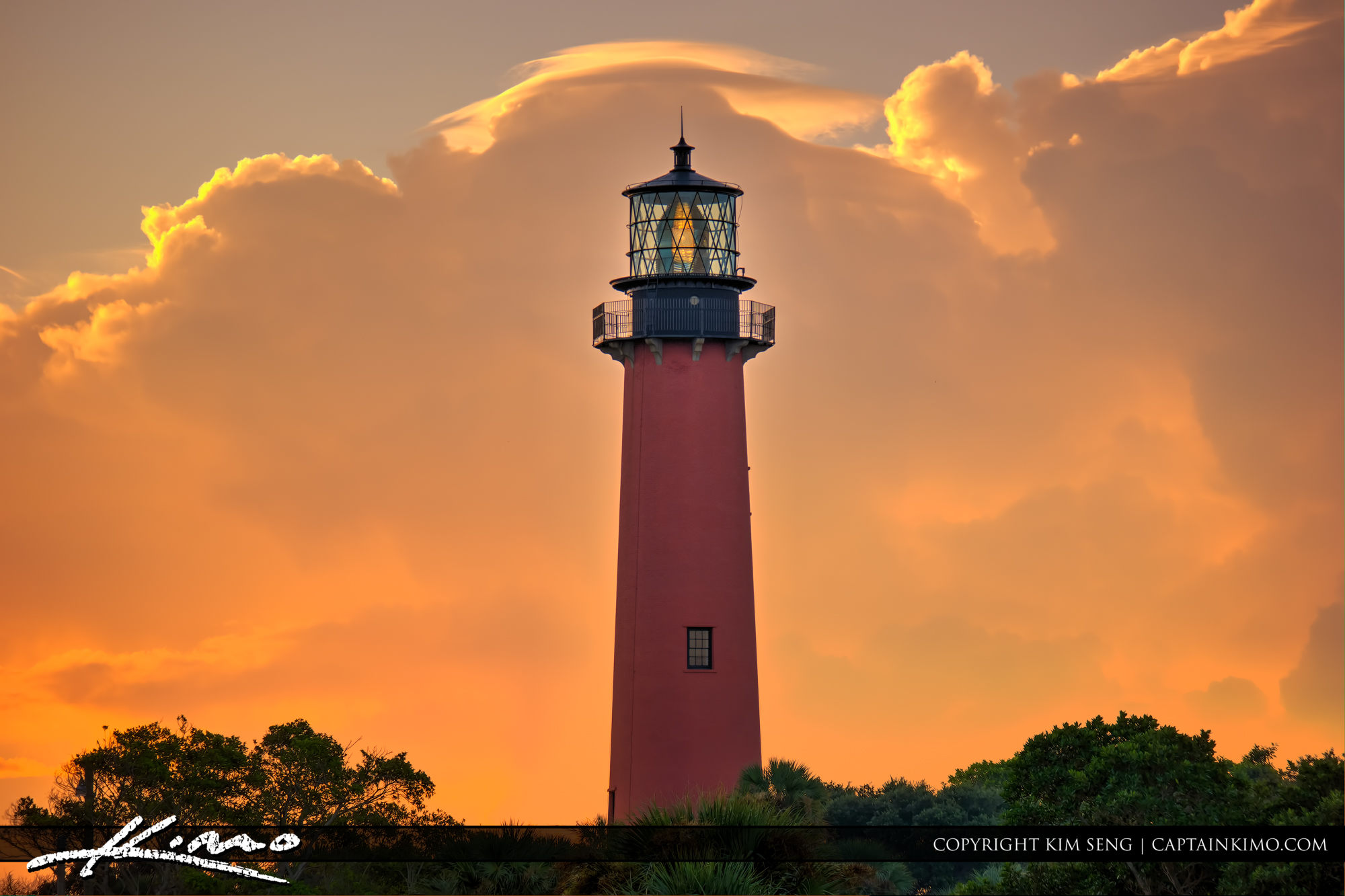 Jupiter inlet Lighthouse Red Sky Royal Stock Photo
