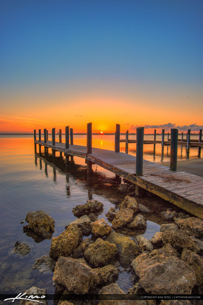 Fort Pierce Jaycee Park Sunset at Pier Royal Stock Photo