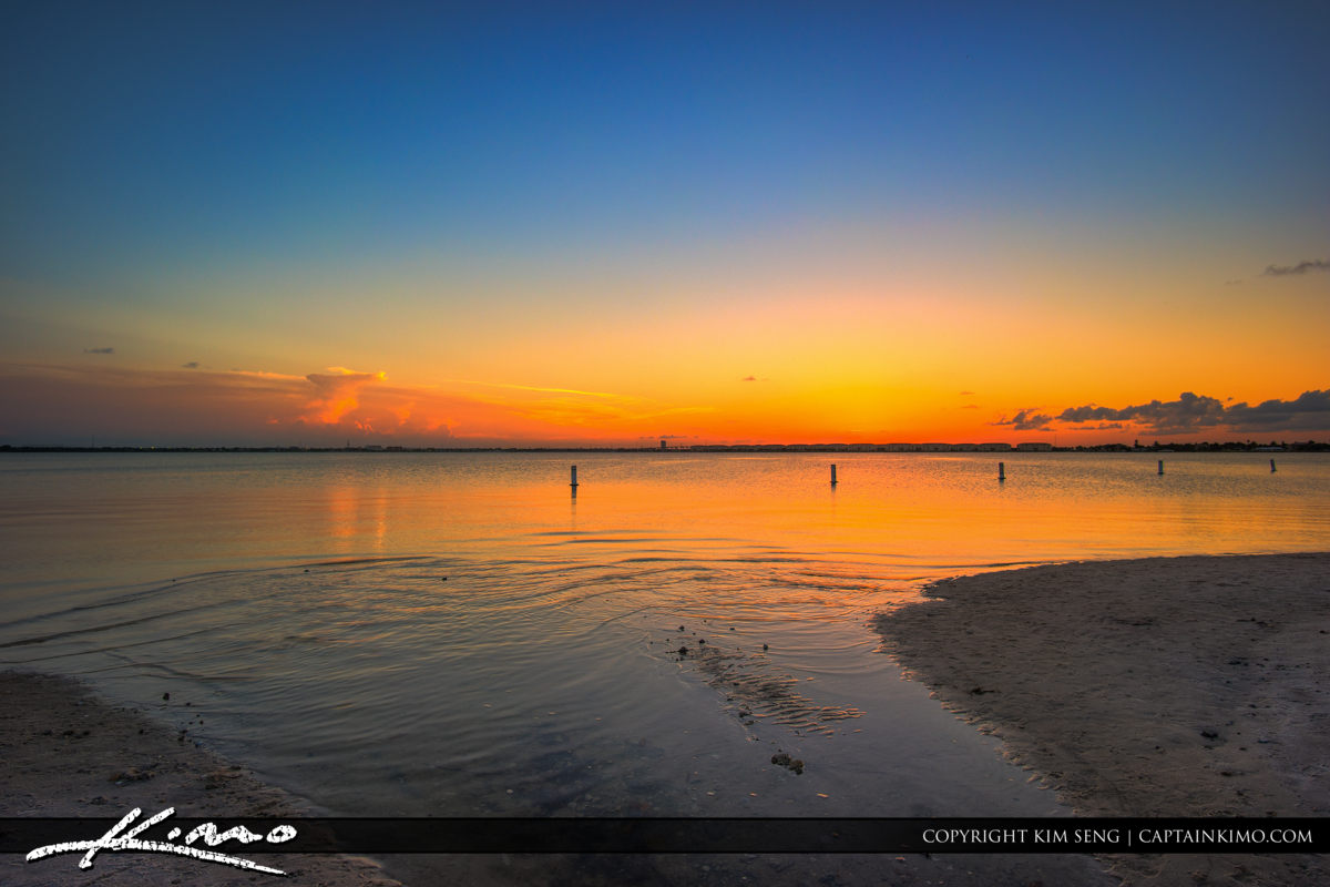 Fort Pierce Jaycee Park Sunset from Beach Royal Stock Photo