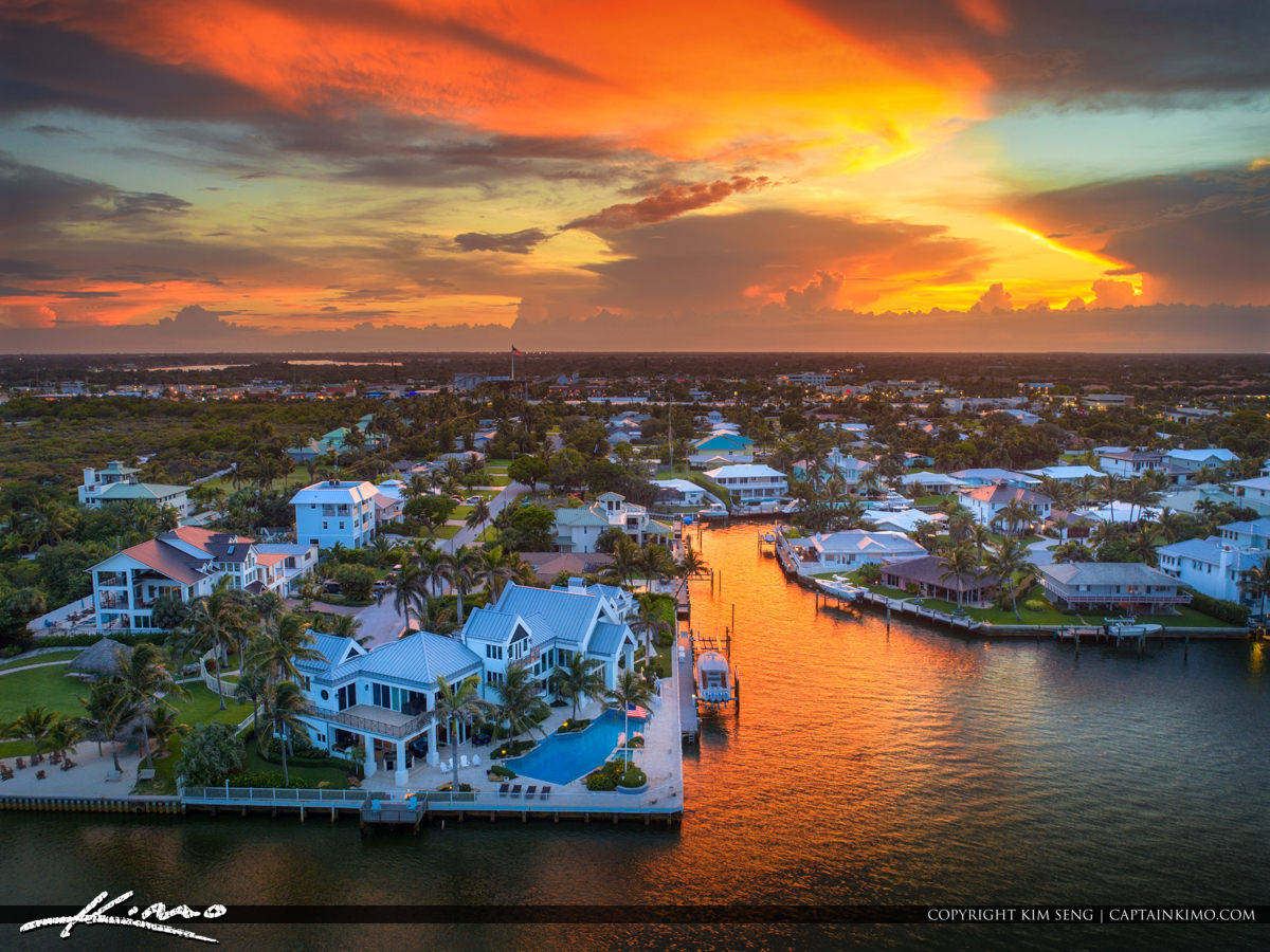 Paradise Sunset Tequesta Florida Waterfront Property Royal Stock Photo