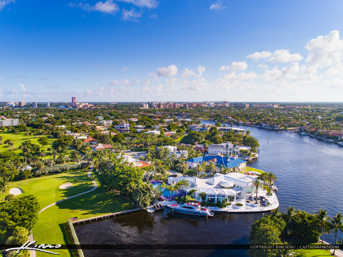 Boca Raton Florida Aerial from Park Lake and Inlet Royal Stock Photo