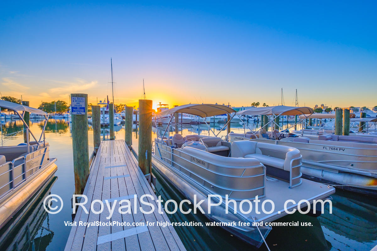 Sarasota Bayfront Pontoon Boat Sunset | Royal Stock Photo