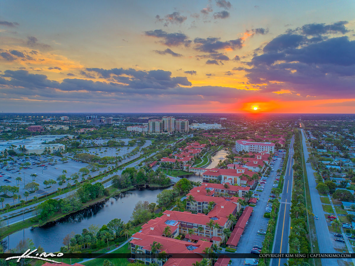 x043x Palm Beach Gardens Aerial Sunset from Mall