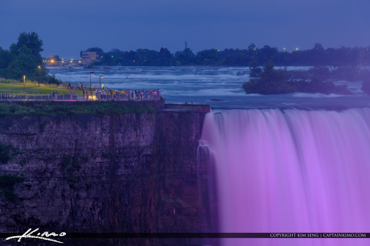 Niagara Falls Light Show Nighttime Canada Purple Lights Horsesho
