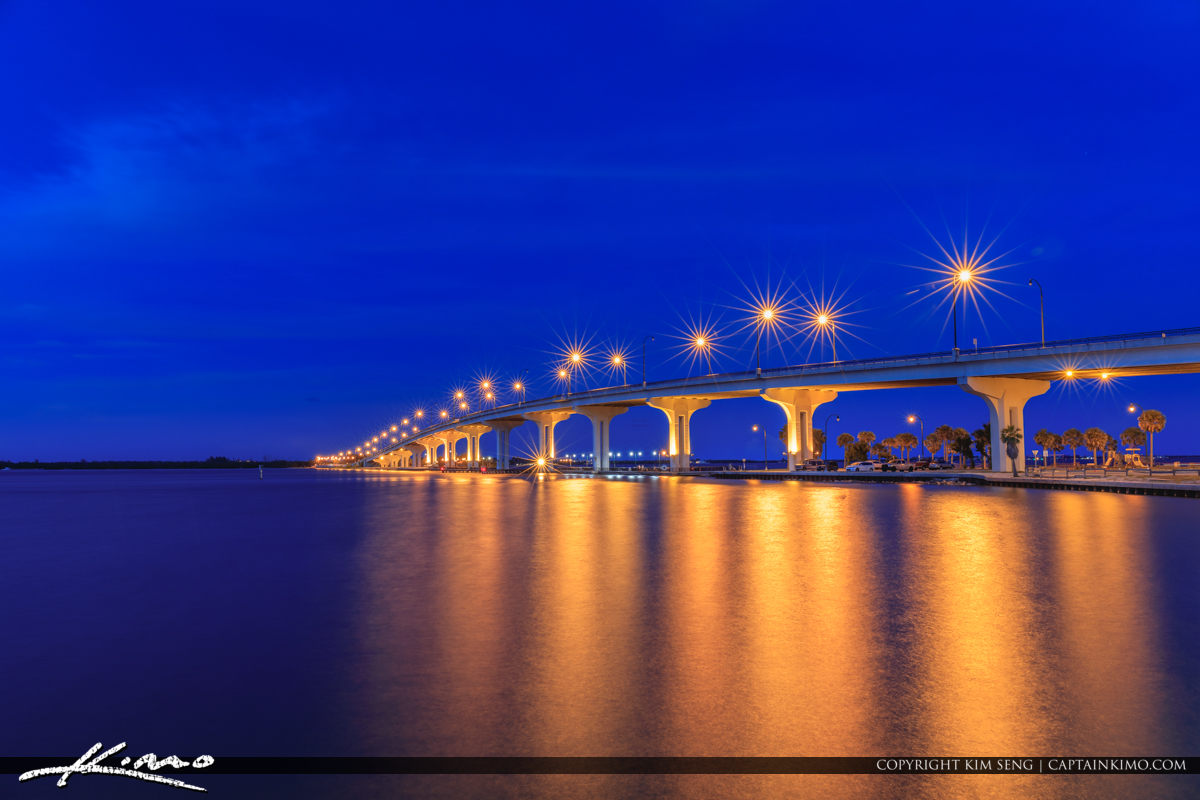 Jensen Beach Causeway Park and Bridge Fishing Pier Royal Stock Photo