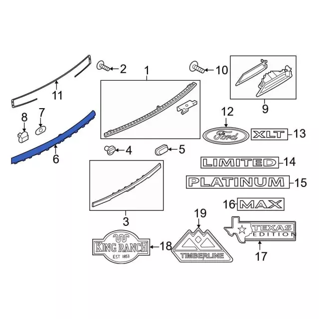 NL1Z-402A30-BC Lift-Gate Finish Panel Trim Plate nl1z402a30bc