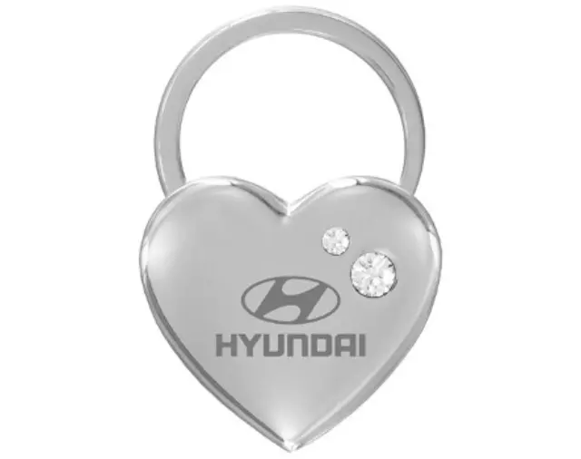 Keychain, Heart Shape With 2 Clear Crystals