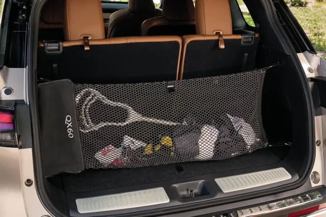 Genuine INFINITI Cargo Net — nylon cord, attaches to factory tie-down hooks