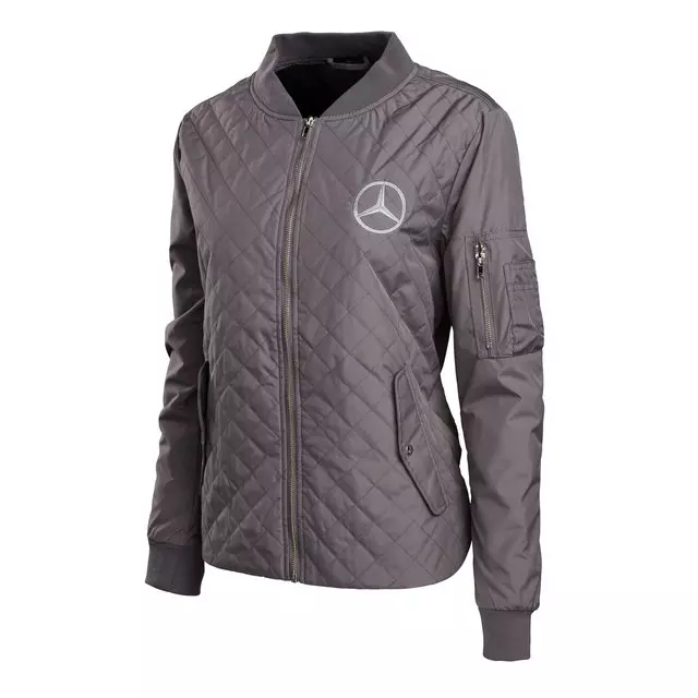 1445160-84 - Mer Ladies Quilted Flight Jacket Grey Wx For Mercedes  