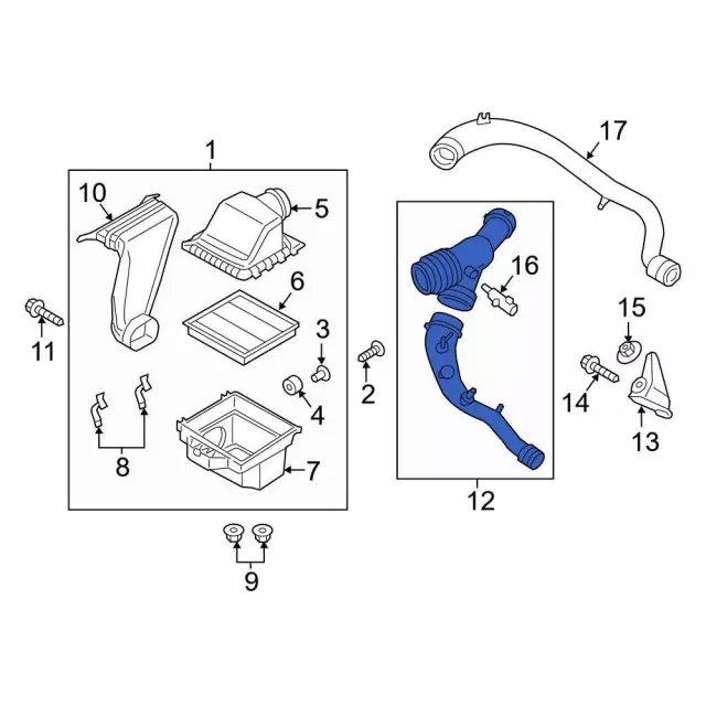 FL3Z-9C623-E - Turbocharger Inlet Hose 2015-2020 Ford F-150
