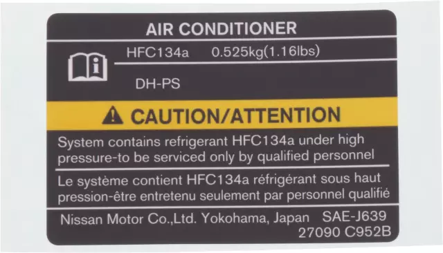 2013-2018 Nissan Altima AC Label 27090-C952B | Parts for Nissans