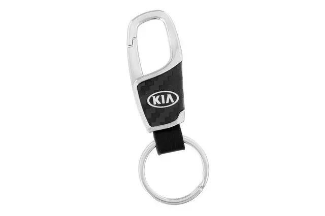 Key Chain - Black Carbon Fiber Kia W/Clip
