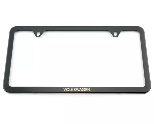 License Plate Frame - Slim With Logo - Black - Volkswagen (000-071-801-AB-041)