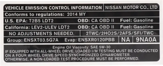 2014 INFINITI QX60 Emission Label 148059NA0A | OEM Parts Online