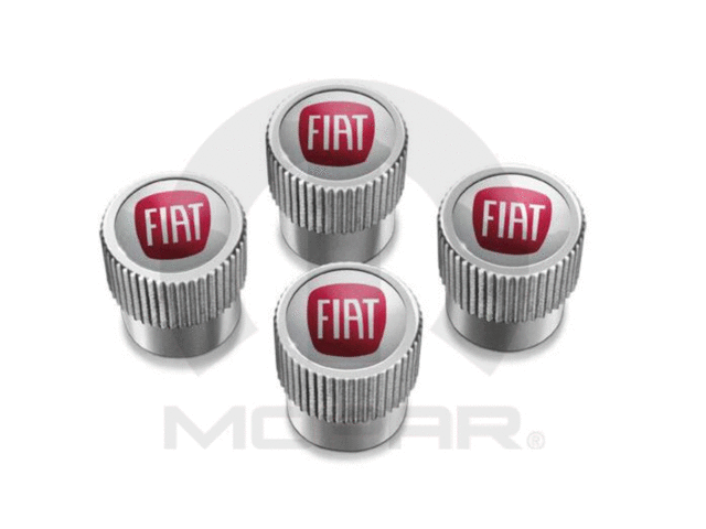 Genuine MOPAR FIAT Valve Stem Caps – 2012-2017 500 500L 500X, Silver W/ FIAT Logo