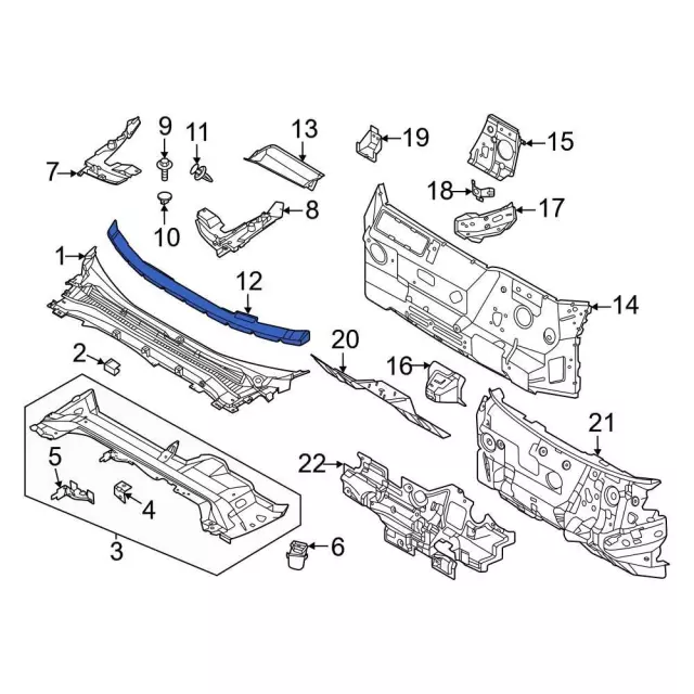 LJ8Z-5802012-A - Cowl Top Panel - 2021-2024 Ford Mustang