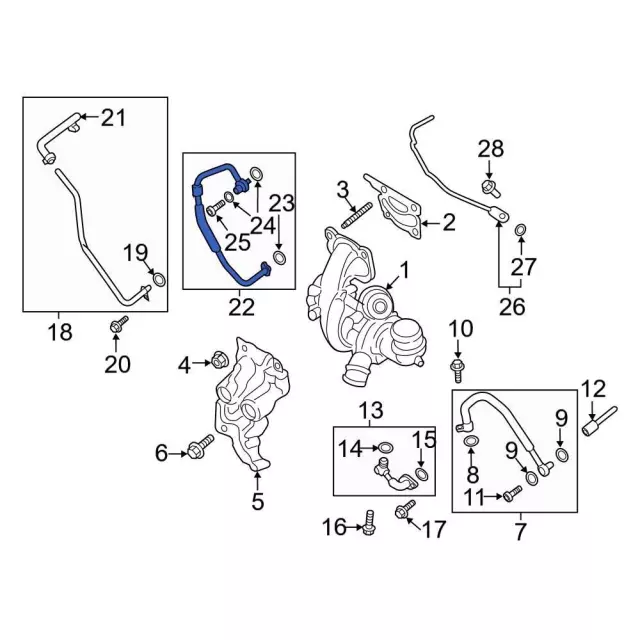fb5z8k153d - Ford Turbocharger Coolant Line | Levittown Ford Parts