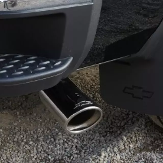 Chevy Bowtie Logo Muffler Exhaust Tail Pipe Deflector Shield - Polished Stainless Steel, Clam Shell Shape, Custom Hot Rod