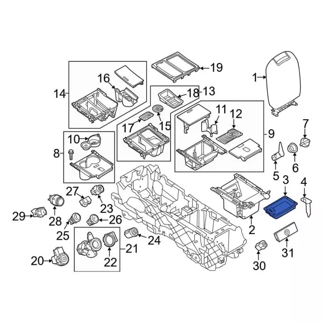 AG1Z-5406010-AA - Compartment Insert 2010-2019 Ford Taurus